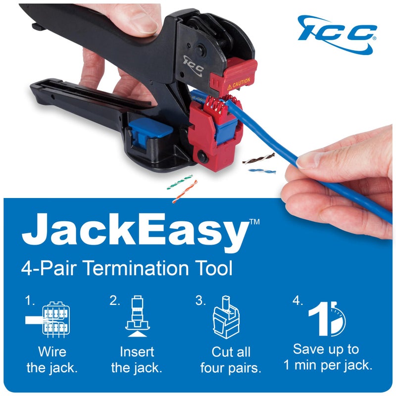 ICC CAT6 Keystone Jack with Slim Profile 180 Degree Punch Down, RJ45 UL Listed PoE++ TAA Compliant for Wall Plate or Patch Panel, Works with JackEasy Termination Tool, Red 25 Pack - Image 4